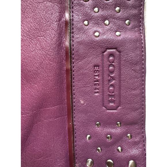 Coach Leather Studded Hobo Shoulder Bag in Plum Purple - Picture 10 of 10